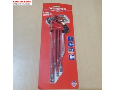 1/16 - 3/8 Bộ lục giác đầu bi hệ inch (loại dài) 9 chi tiết Workpro WP222013 (màu đỏ)