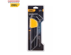 Bộ lục giác đầu bằng xi đen dài 9 chi tiết 1.5-10mm DELI EDL231309H