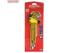 Bộ lục giác đầu sao có lỗ 9 chi tiết T10-T50 WORKPRO WP222008 (MÀU VÀNG)