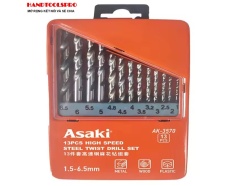 Bộ mũi khoan INOX làm từ thép HSS 13pc 1.5-6.5mm ASAKI AK-3570