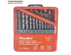 Bộ mũi khoan INOX làm từ thép HSS 19pc 1-10mm ASAKI AK-3571