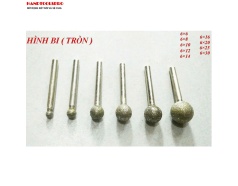 Mũi Mài Kim Cương Cán Xoàn hình bi ( tròn) size 6x6mm Cán 6mm (Bịch 50 cái)
