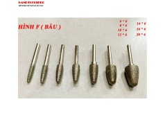 Mũi Mài Kim Cương Cán Xoàn hình F ( BẦU ) size 6x6mm Cán 6mm (Bịch 50 cái)