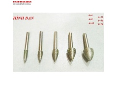 Mũi Mài Kim Cương Cán Xoàn hình nhọn ( viên đạn ) size 6x6mm Cán 6mm (Bịch 50 cái)