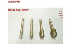 Mũi Mài Kim Cương Cán Xoàn hình trụ tròn size 6x6mm Cán 6mm (Bịch 50 cái)