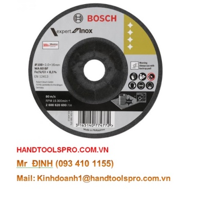 100 x 2 x 16mm Đá mài inox Bosch 2608620690 (hộp 25 viên)