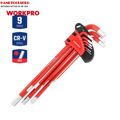 1/16-3/8 Bộ lục giác đầu bằng hệ inch 9 chi tiết Workpro WP222017