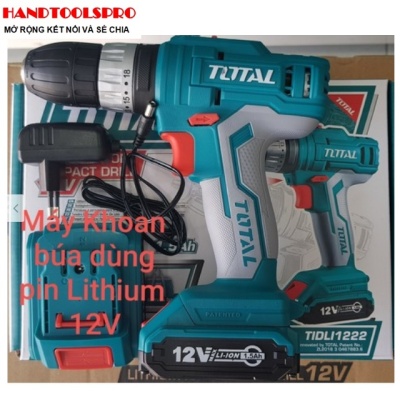 12V Máy khoan búa vặn vít dùng pin Total TIDLI1222