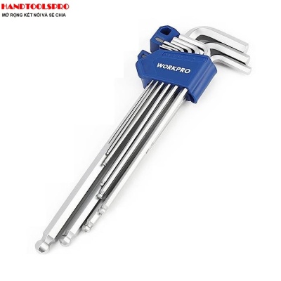 1.5-10mm Bộ lục giác S2 đầu bi siêu dài 9 chi tiết Workpro WP222035