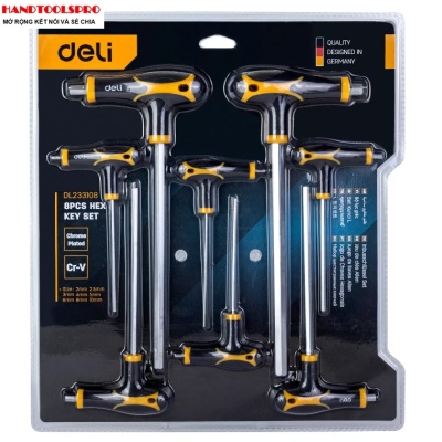 2-10mm Bộ lục giác chữ T  8 chi tiết DELI EDL233108