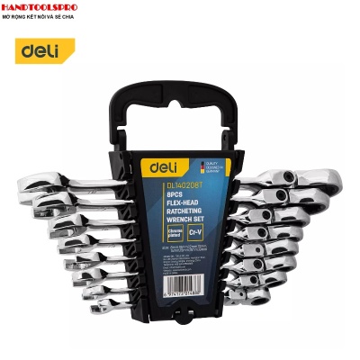 8-19mm Bộ 8 cờ lê vòng miệng tự động lắt léo DELI EDL140208T