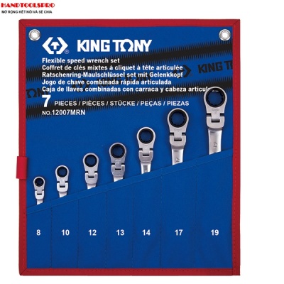 8-19mm Bộ cờ lê vòng miệng tự động lắc  7 cái hệ mét Kingtony 12007MRN
