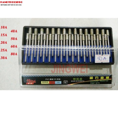 Bộ 30 Cây Mũi Mài Cán Xoàn size 10A Cán 3mm HONGYU