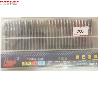 Bộ 30 Cây Mũi Mài Cán Xoàn size 30C Cán 3mm HONGYU