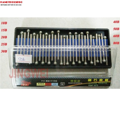 Bộ 30 Cây Mũi Mài Cán Xoàn size 15B Cán 3mm HONGYU
