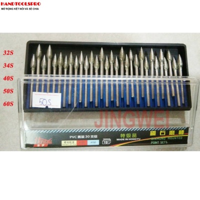 Bộ 30 Cây Mũi Mài Cán Xoàn size 60S Cán 3mm HONGYU