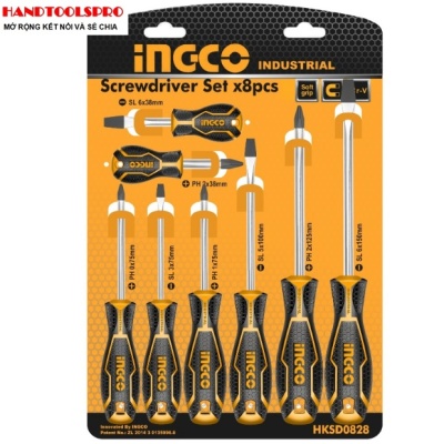 Bộ 8 tuốc nơ vít dẹp và bake đa năng INGCO HKSD0828