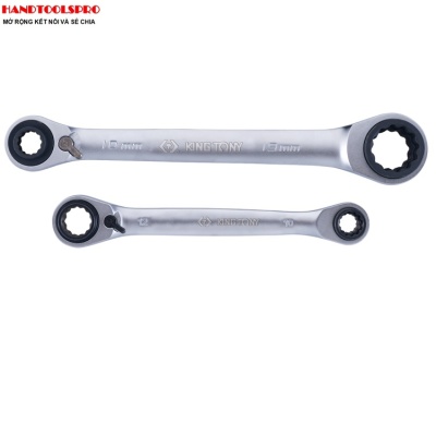 Bộ cờ lê  2 đầu vòng tự động 4 in1 8-19 mm Kingtony 14902MR01 (Ratcheting Ring Wrench & Set)