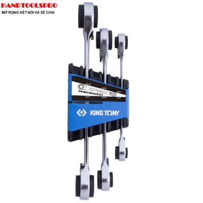 Bộ cờ lê  2 đầu vòng tự động 4 in1 8-19 mm Kingtony 14903MR01 (Ratcheting Ring Wrench & Set)