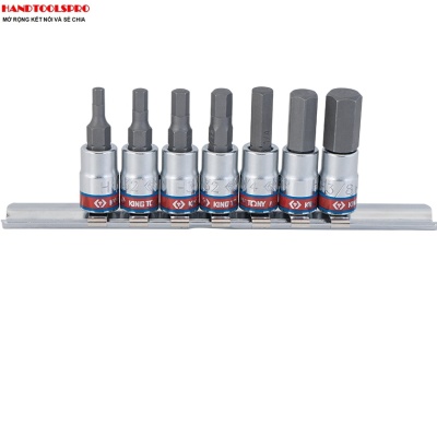 Bộ đầu khẩu 1/4 7 chi tiết lục giác hệ inch H1/8-H3/8 Kingtony 2127SR