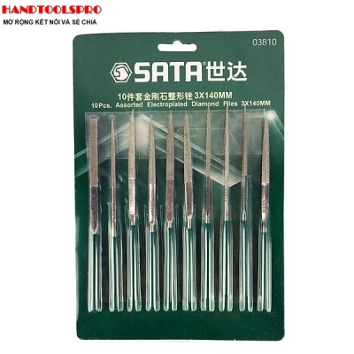 Bộ dũa kim cương 3x140mm SATA 03810 (10 Cây)