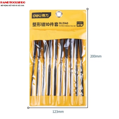 Bộ dũa kim loại 10 món 3x140mm (màu đen) DELI DL2140