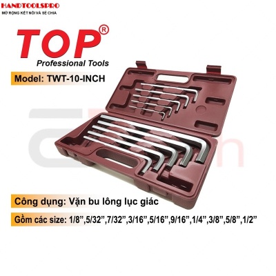 Bộ Lục Giác 10 Cây Hộp Đỏ (Inch) TOP TWT-10-INCH