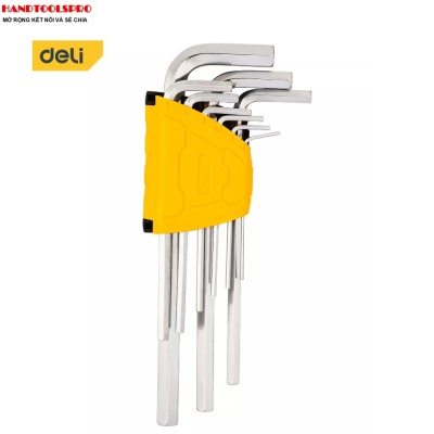 Bộ lục giác bằng dài 9 chi tiết 1.5-10mm DELI EDL3590