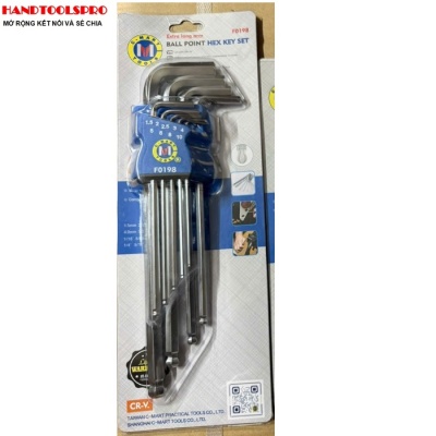Bộ lục giác bi dài 9 chi tiết 1.5-10mm C-MART F0198