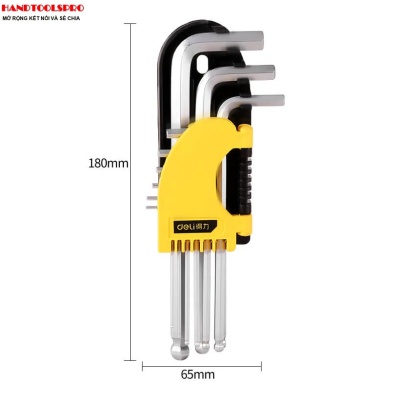 Bộ lục giác bi dài 9 chi tiết 1.5-10mm DELI DL2174