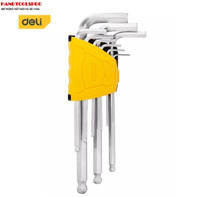 Bộ lục giác bi dài 9 chi tiết 1.5-10mm DELI EDL3088