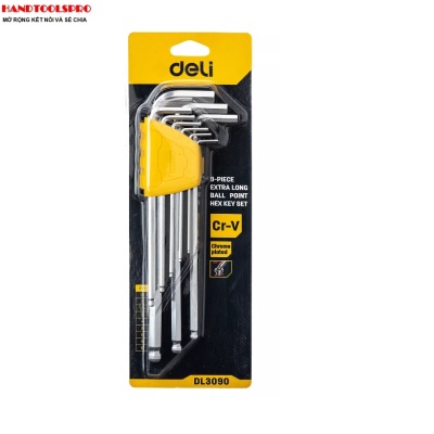 Bộ lục giác bi siêu dài 9 chi tiết 1.5-10mm DELI EDL3090
