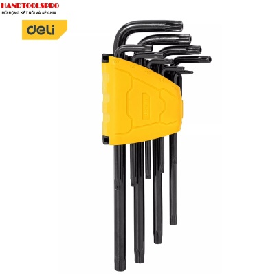 Bộ lục giác bông xi đen có lỗ 9 chi tiết T10-T50 DELI EDL234209H