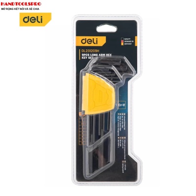 Bộ lục giác đầu bằng xi đen 9 chi tiết 1.5-10mm DELI EDL231209H