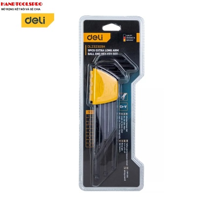 Bộ lục giác đầu bi dài xi đen 9 chi tiết 1.5-10mm DELI EDL232309H
