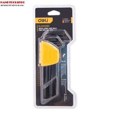 Bộ lục giác đầu bi xi đen 9 chi tiết 1.5-10mm DELI EDL232209H
