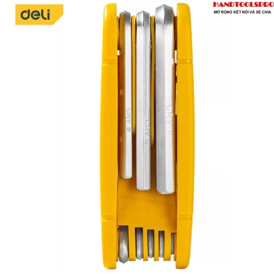 Bộ lục giác gập đầu bằng 8 chi tiết 1.5-8mm DELI EDL230308
