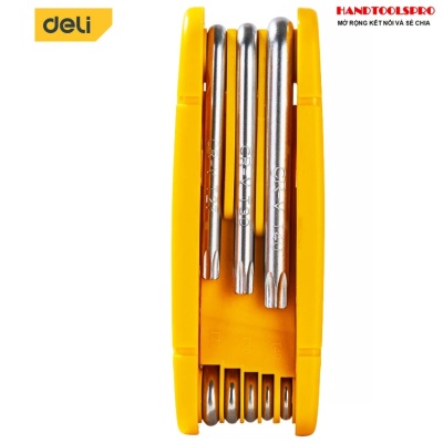 Bộ lục giác gập đầu bông 8 chi tiết  T9-T40 DELI EDL234308