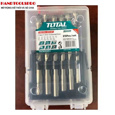 Bộ mũi khoan kim loại HSS 25 chi tiết Total TACSD0251