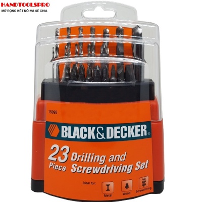 Bộ mũi khoan và vặn vít 23 chi tiết Black & Decker 15095