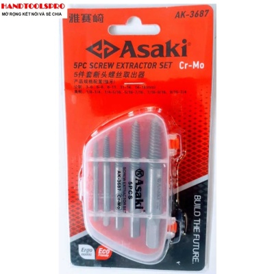 Bộ mũi ren lấy bu lông ốc vít gãy 5 chi tiết Asaki AK-3687