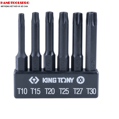 Bộ Mũi xiết vít bông có lỗ 6 cây T10-T30 dài 110mm Kingtony 1004C6UQ