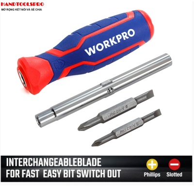 Bộ tuốc nơ vít đổi đầu 6 chi tiết Workpro WP221046