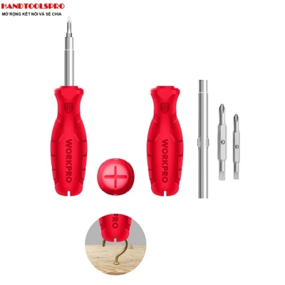 Bộ tuốc nơ vít đổi đầu 6 chi tiết Workpro WP221066
