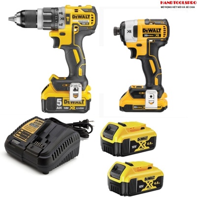 Combo máy khoan và siết  vít DCD796 + DCF887+ 2pin 4Ah + sạc DCB115 + Valy DEWALT DCK266M2