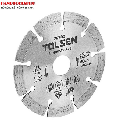 Đĩa Cắt Gạch Khô Tolsen 76702 - Bạc (115 x 22.2 mm)