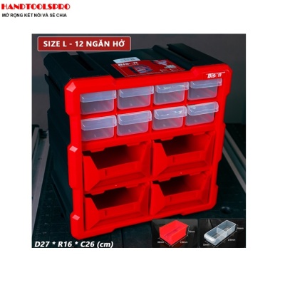 Hộp đựng nhựa linh kiện 12 ngăn 26.5X26X16cm BISON BS386101C