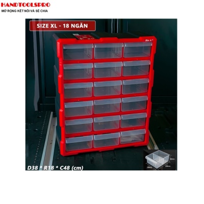 Hộp đựng nhựa linh kiện 18 ngăn 47.5X38X16cm BISON BS386202C
