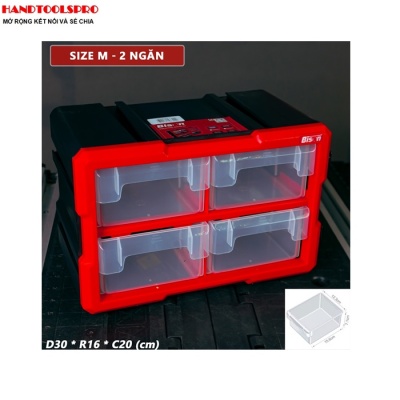 Hộp đựng nhựa linh kiện 4 ngăn 29.5 X 19.5 X16cm BISON BS386881C