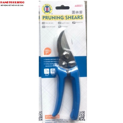 Kéo Cắt Cành Kiểu Nhật 7 inch (185mm) Mỏ Cong Inox C-MART A0051